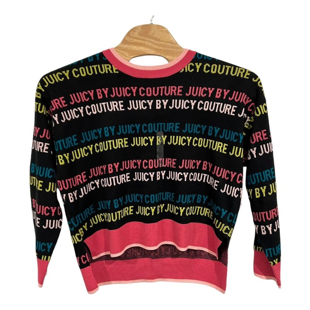 NWT Juicy Couture Women's Sweater XL Pink Black Multicolor Pullover MSRP $55‎